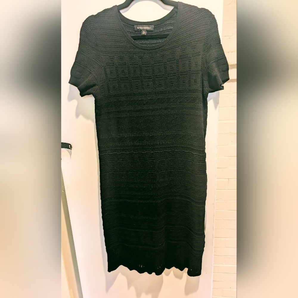 Banana Republic Black Stretch Crochet Dress.